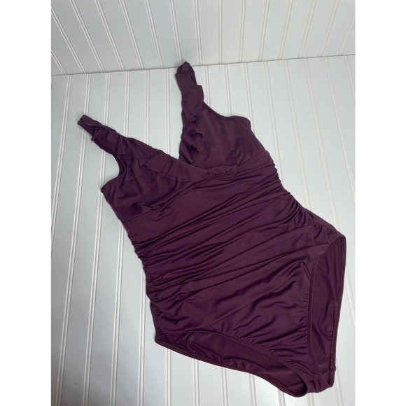 Lauren Ralph Lauren Women’s Purple Sleeveless One Piece Swimsuit Size 14